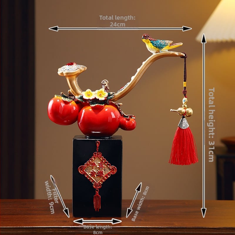 Persimon dekors ar veiksmes motīvu, ķīniešu stilā, no sveķiem