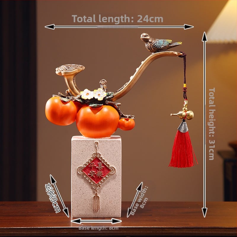 Persimon dekors ar veiksmes motīvu, ķīniešu stilā, no sveķiem