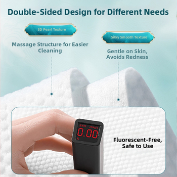 Sejas salvetes no 100% kokvilnas — vienreizējās, mitras/sausas, pakārts izvilkšanas dozators, biezinātas mājas lietošanai