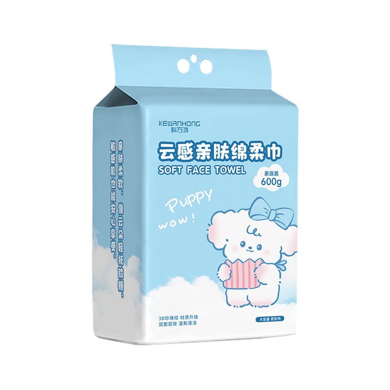 Sejas salvetes no 100% kokvilnas — vienreizējās, mitras/sausas, pakārts izvilkšanas dozators, biezinātas mājas lietošanai