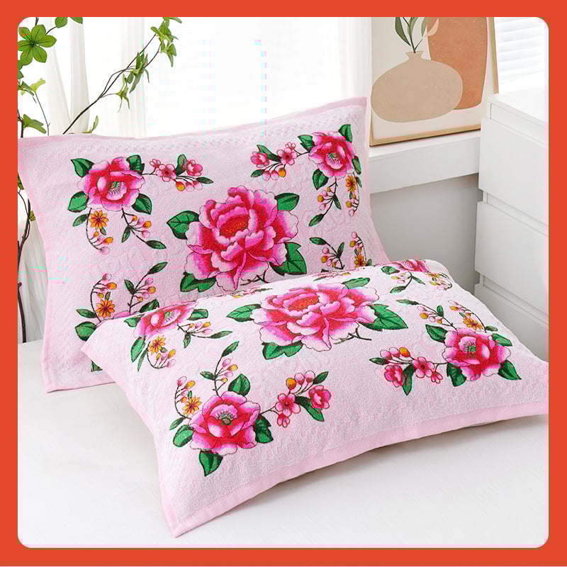 Jastučnica u paru — 100% pamuk, otisak na rezanom baršunu, klasični nostalgični starinski stil