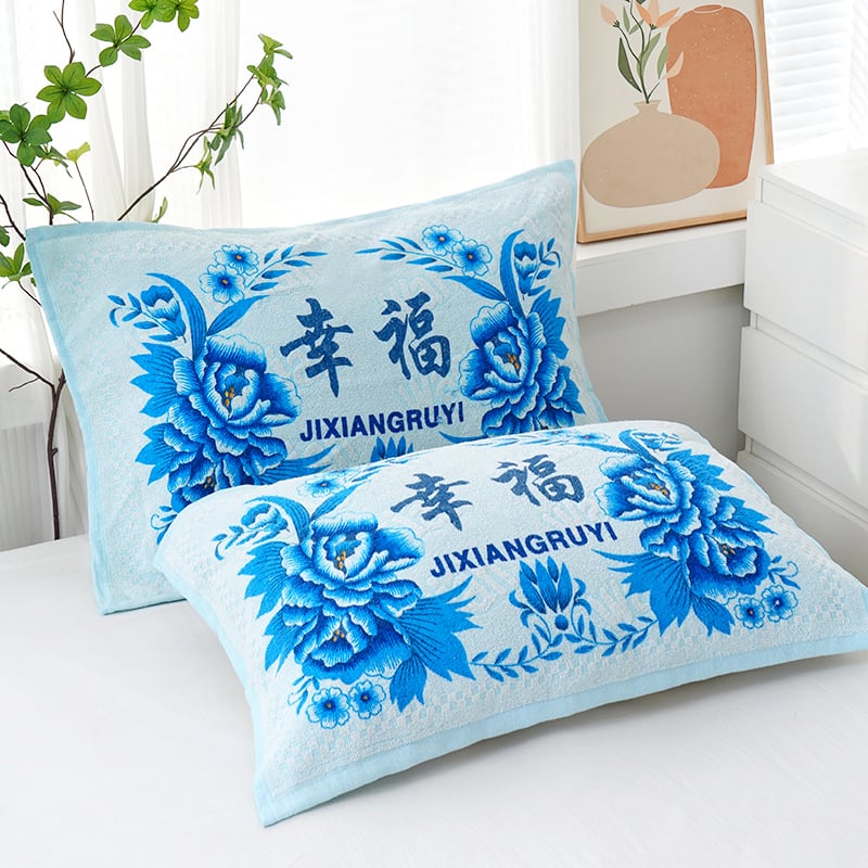 Jastučnica u paru — 100% pamuk, otisak na rezanom baršunu, klasični nostalgični starinski stil