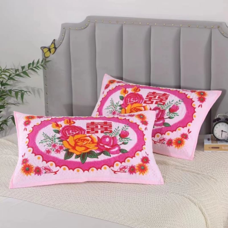 Jastučnica u paru — 100% pamuk, otisak na rezanom baršunu, klasični nostalgični starinski stil