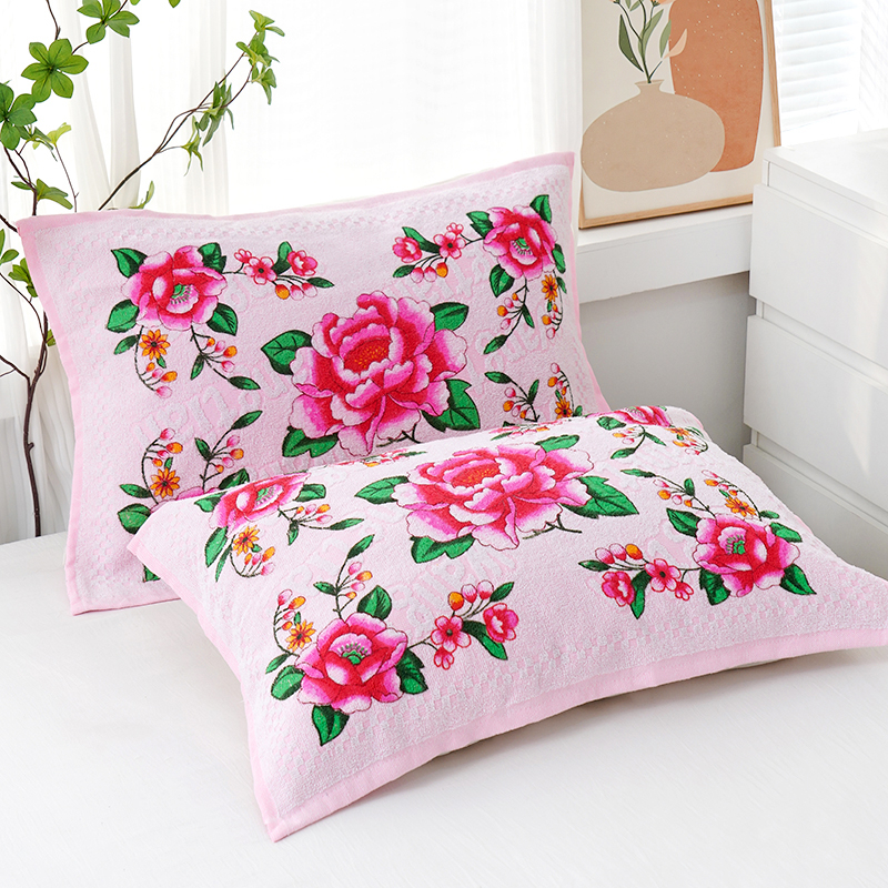 Jastučnica u paru — 100% pamuk, otisak na rezanom baršunu, klasični nostalgični starinski stil