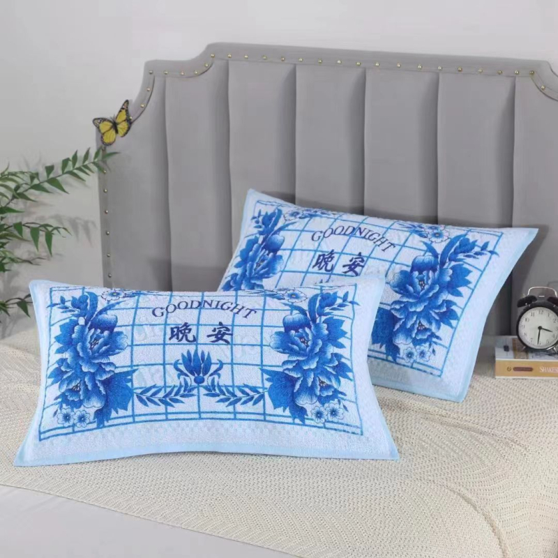 Jastučnica u paru — 100% pamuk, otisak na rezanom baršunu, klasični nostalgični starinski stil