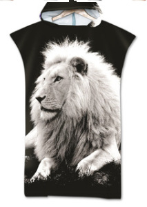 Kapucnival ellátott fürdőlepedő – Strandváltó köpeny, nyomtatott minta (Szuperfinom rost, 200–300 g, Szál 19, Nyomtatás)