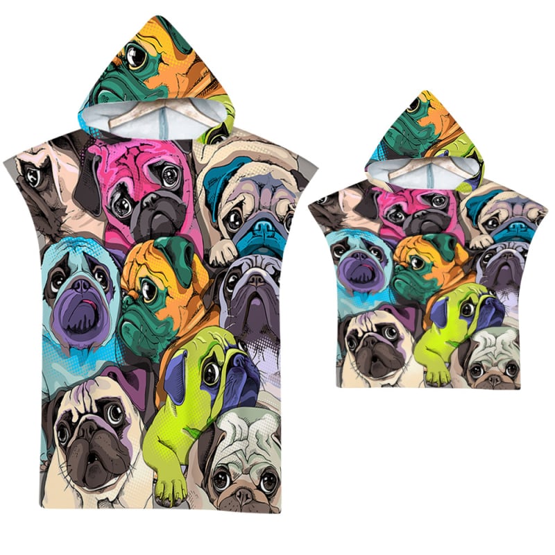 Kapucnival ellátott fürdőlepedő – Strandváltó köpeny, nyomtatott minta (Szuperfinom rost, 200–300 g, Szál 19, Nyomtatás)