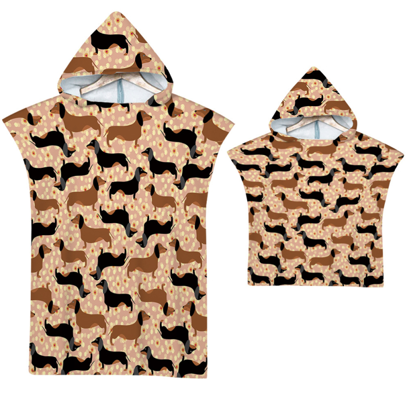 Kapucnival ellátott fürdőlepedő – Strandváltó köpeny, nyomtatott minta (Szuperfinom rost, 200–300 g, Szál 19, Nyomtatás)