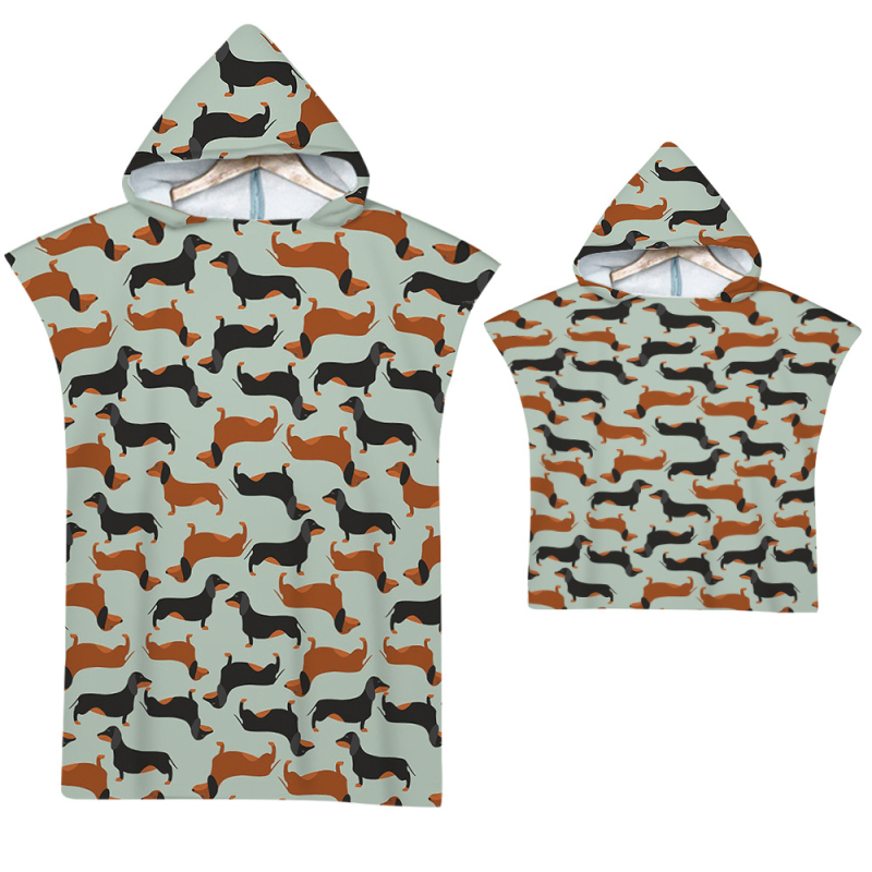 Kapucnival ellátott fürdőlepedő – Strandváltó köpeny, nyomtatott minta (Szuperfinom rost, 200–300 g, Szál 19, Nyomtatás)