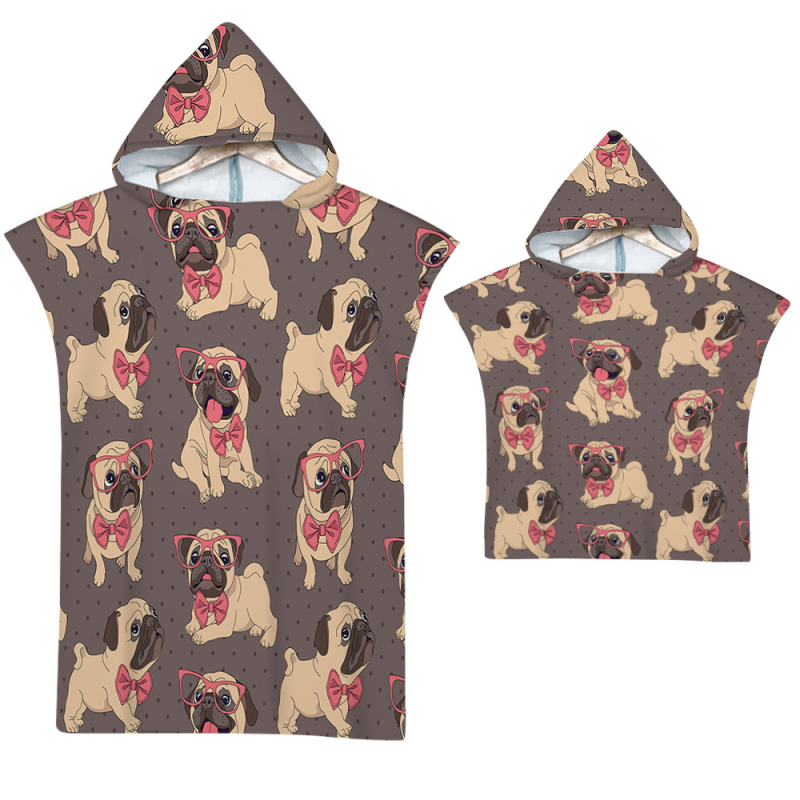 Kapucnival ellátott fürdőlepedő – Strandváltó köpeny, nyomtatott minta (Szuperfinom rost, 200–300 g, Szál 19, Nyomtatás)