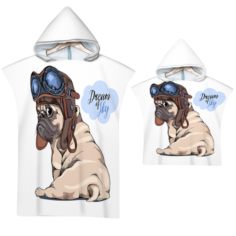 Kapucnival ellátott fürdőlepedő – Strandváltó köpeny, nyomtatott minta (Szuperfinom rost, 200–300 g, Szál 19, Nyomtatás)