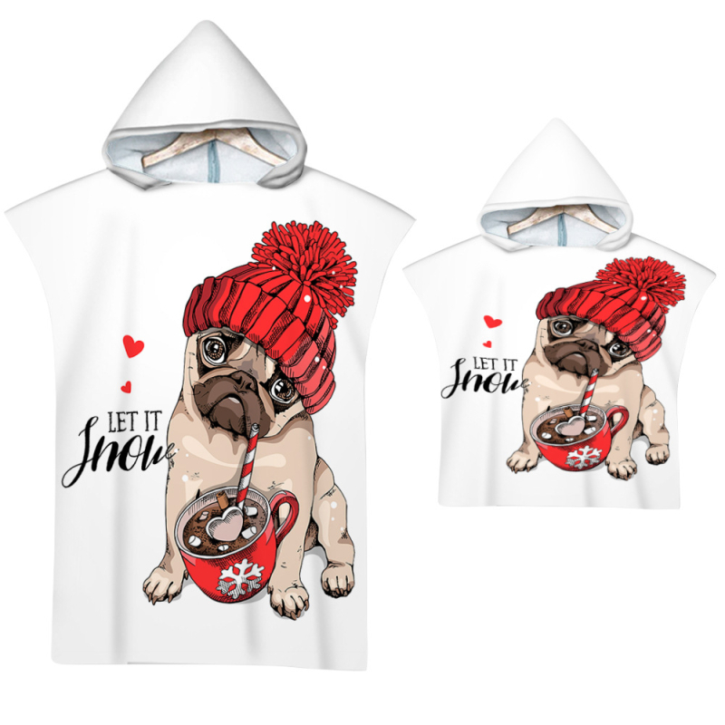 Kapucnival ellátott fürdőlepedő – Strandváltó köpeny, nyomtatott minta (Szuperfinom rost, 200–300 g, Szál 19, Nyomtatás)