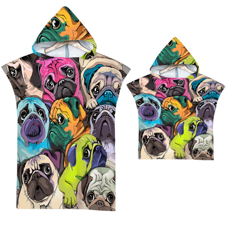 Kapucnival ellátott fürdőlepedő – Strandváltó köpeny, nyomtatott minta (Szuperfinom rost, 200–300 g, Szál 19, Nyomtatás)