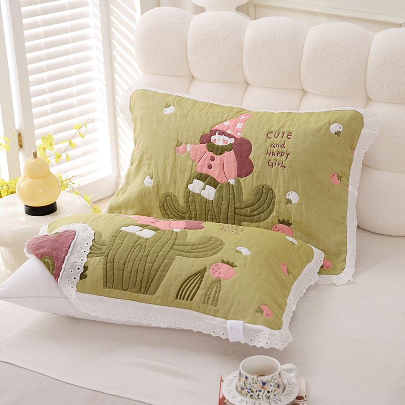 Jiayang pamučna navlaka za jastuk s čipkastim rubom, prozračna, za sve sezone