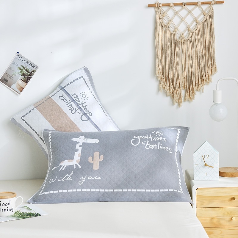 Két darab párnahuzat, 100% pamut géz, rajzfilm mintázat, csúszásmentes, testre szabható