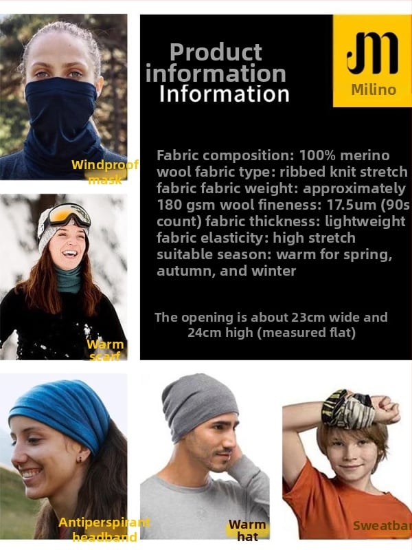 Merino vilnas kakla lakats unisex, āra aktivitātes, pārgājieni un alpīnisms, pret vēju