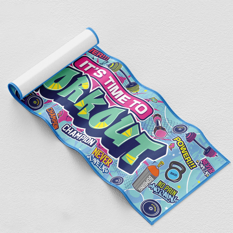 Sporta dvielis zālei ar pielāgotu logotipu - mikrofibra, 160–400 g, sviedru uzsūkšanās 0–5 s, druku process, pielāgots logotips