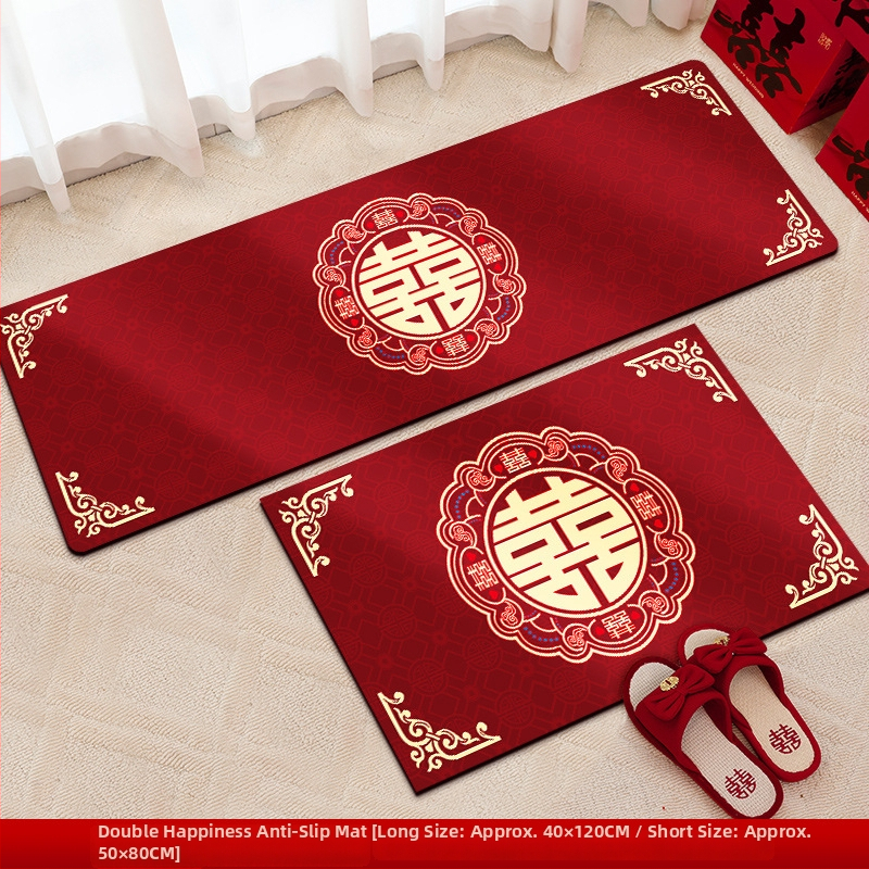 Pravokutni prostirka za vrata od diatomskog mulja s motivom dvostruke sreće, periva, za dnevni boravak i spavaću sobu