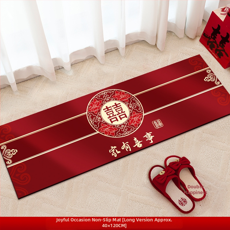 Pravokutni prostirka za vrata od diatomskog mulja s motivom dvostruke sreće, periva, za dnevni boravak i spavaću sobu