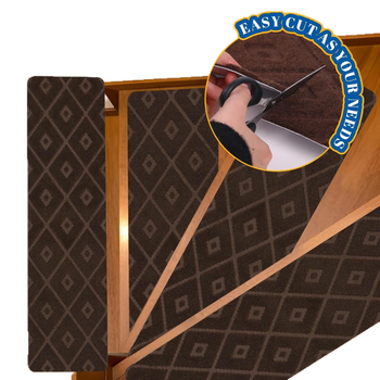 Tepih za stepenice s tiskom, od poliesterskog vlakna, prugasti uzorak, kvadratni oblik