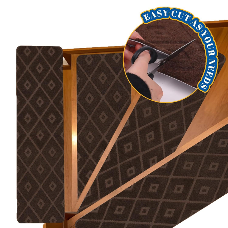 Tepih za stepenice s tiskom, od poliesterskog vlakna, prugasti uzorak, kvadratni oblik