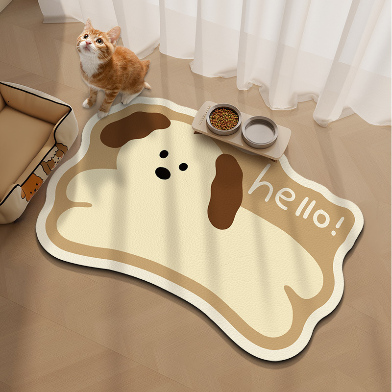 Podmetač za hranjenje psa u kućici - vodootporna PVC podmetača, otporna na mrlje i jednostavna za čišćenje, s motivom crtića.