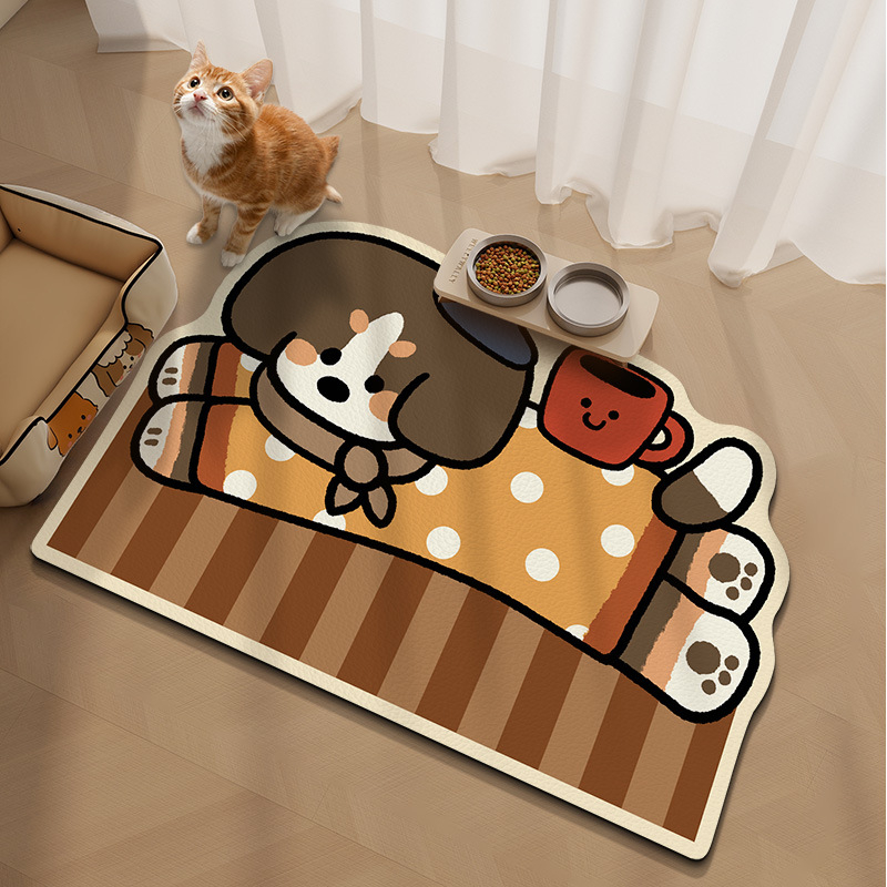 Podmetač za hranjenje psa u kućici - vodootporna PVC podmetača, otporna na mrlje i jednostavna za čišćenje, s motivom crtića.