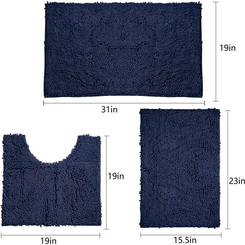 Troje komada chenille prostirki za kupaonu, protuklizne, upijajuće, brzo suše, prostirka za vrata