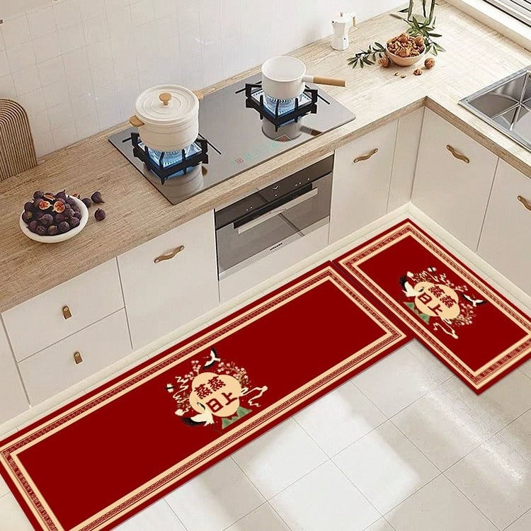 Kuhinjska podloga za pod, četvrtastog oblika, geometrijski uzorak, mješavina materijala, strojno tkanje, periva