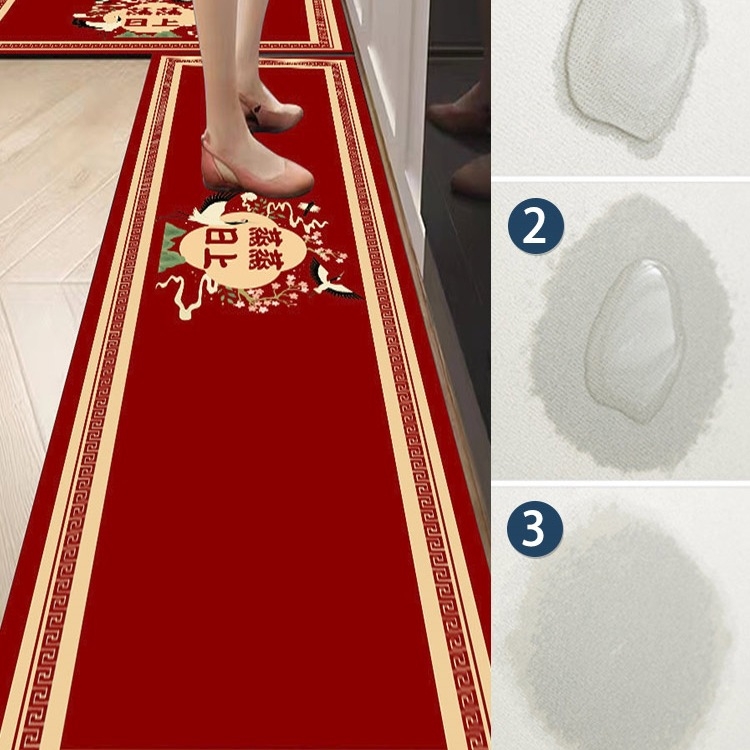 Kuhinjska podloga za pod, četvrtastog oblika, geometrijski uzorak, mješavina materijala, strojno tkanje, periva