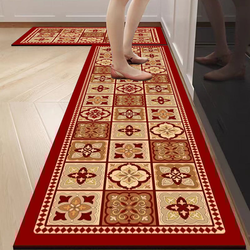 Kuhinjska podloga za pod, četvrtastog oblika, geometrijski uzorak, mješavina materijala, strojno tkanje, periva