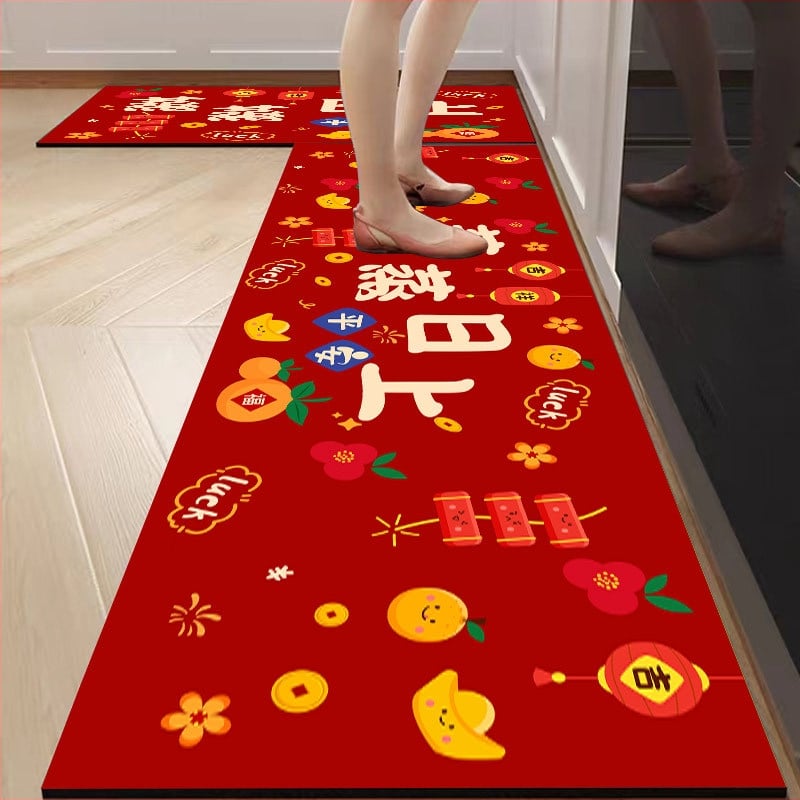 Kuhinjska podloga za pod, četvrtastog oblika, geometrijski uzorak, mješavina materijala, strojno tkanje, periva