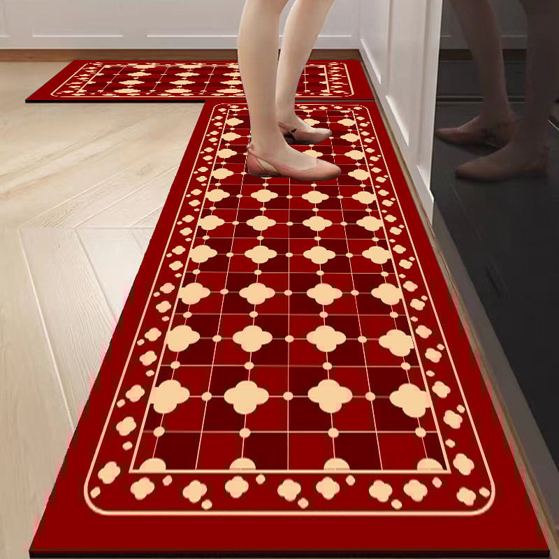 Kuhinjska podloga za pod, četvrtastog oblika, geometrijski uzorak, mješavina materijala, strojno tkanje, periva