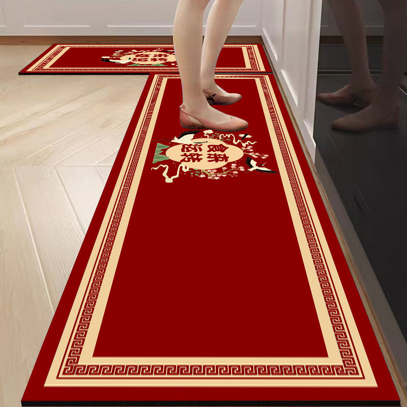 Kuhinjska podloga za pod, četvrtastog oblika, geometrijski uzorak, mješavina materijala, strojno tkanje, periva