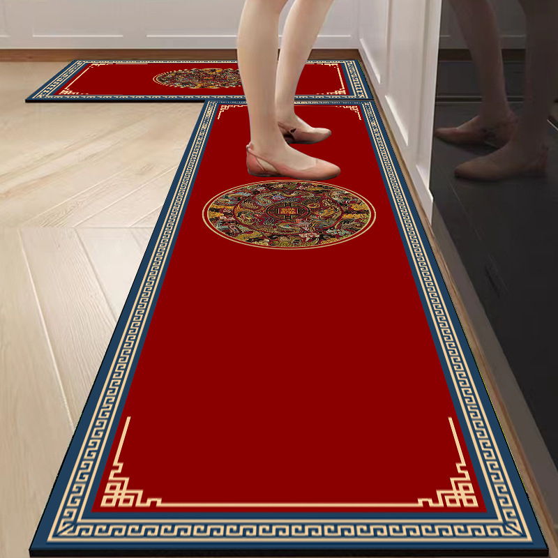 Kuhinjska podloga za pod, četvrtastog oblika, geometrijski uzorak, mješavina materijala, strojno tkanje, periva