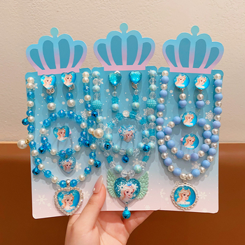 Ručni izrađeni ogrlica s motivom snježinke-mašna, od plastike/smole, kuglični lanac, za uzrast 3–6, 6–10 ili iznad 10 godina