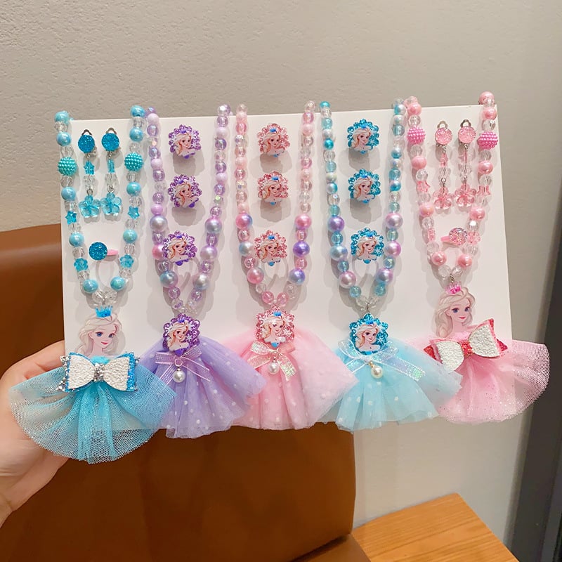 Ručni izrađeni ogrlica s motivom snježinke-mašna, od plastike/smole, kuglični lanac, za uzrast 3–6, 6–10 ili iznad 10 godina