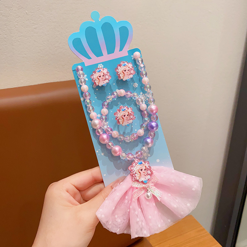 Ručni izrađeni ogrlica s motivom snježinke-mašna, od plastike/smole, kuglični lanac, za uzrast 3–6, 6–10 ili iznad 10 godina