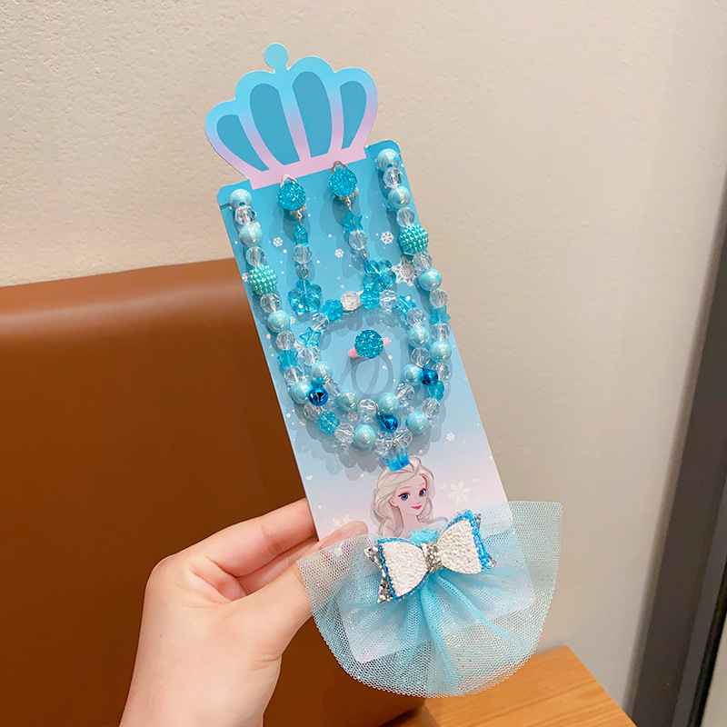 Ručni izrađeni ogrlica s motivom snježinke-mašna, od plastike/smole, kuglični lanac, za uzrast 3–6, 6–10 ili iznad 10 godina