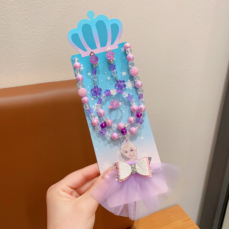 Ručni izrađeni ogrlica s motivom snježinke-mašna, od plastike/smole, kuglični lanac, za uzrast 3–6, 6–10 ili iznad 10 godina