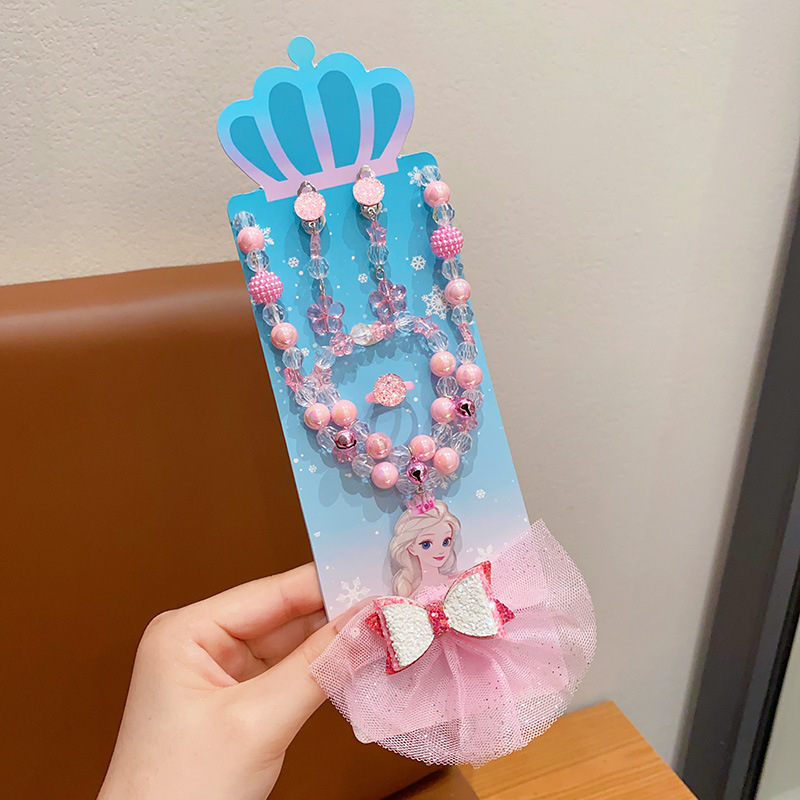 Ručni izrađeni ogrlica s motivom snježinke-mašna, od plastike/smole, kuglični lanac, za uzrast 3–6, 6–10 ili iznad 10 godina