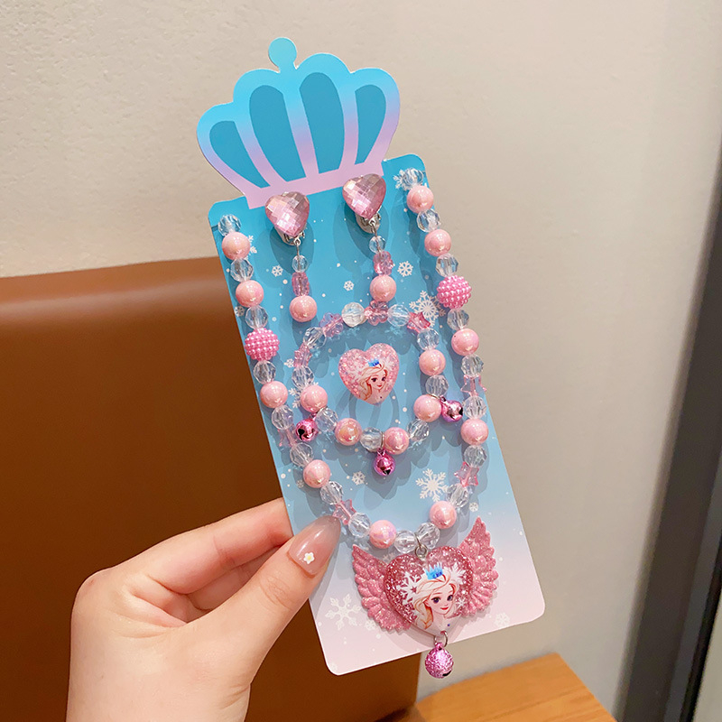 Ručni izrađeni ogrlica s motivom snježinke-mašna, od plastike/smole, kuglični lanac, za uzrast 3–6, 6–10 ili iznad 10 godina