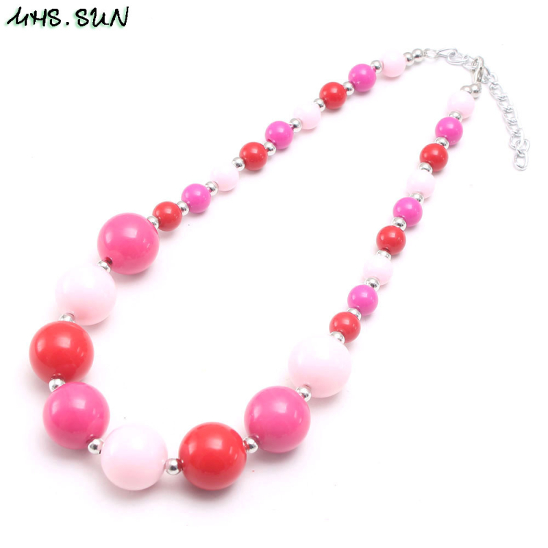 Gyerekeknek készült műanyag golyóláncú nyaklánc, egyrétegű, testreszabható