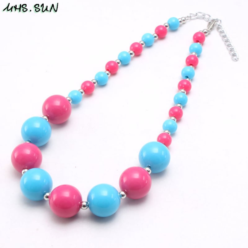 Gyerekeknek készült műanyag golyóláncú nyaklánc, egyrétegű, testreszabható