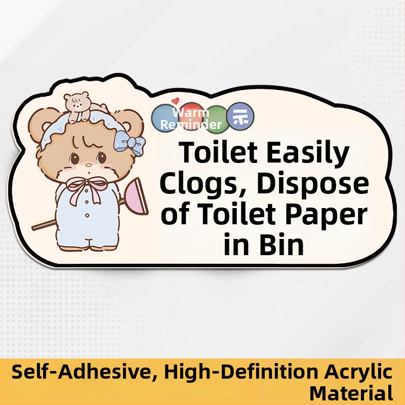 Akril falikép matrica – WC jel a fürdőszobában, rajzfilmszerű motívum, vízálló, 1 darab, modern minimalist stílusú, kereskedelmi helyiségekhez