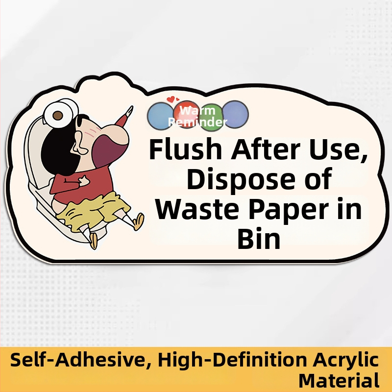 Akril falikép matrica – WC jel a fürdőszobában, rajzfilmszerű motívum, vízálló, 1 darab, modern minimalist stílusú, kereskedelmi helyiségekhez