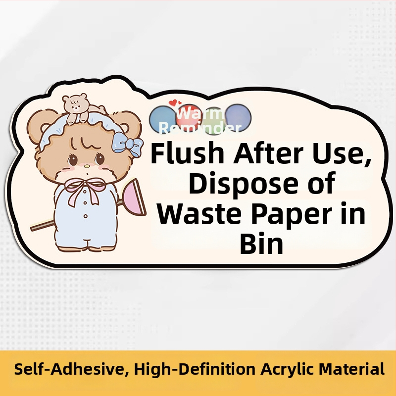 Akril falikép matrica – WC jel a fürdőszobában, rajzfilmszerű motívum, vízálló, 1 darab, modern minimalist stílusú, kereskedelmi helyiségekhez