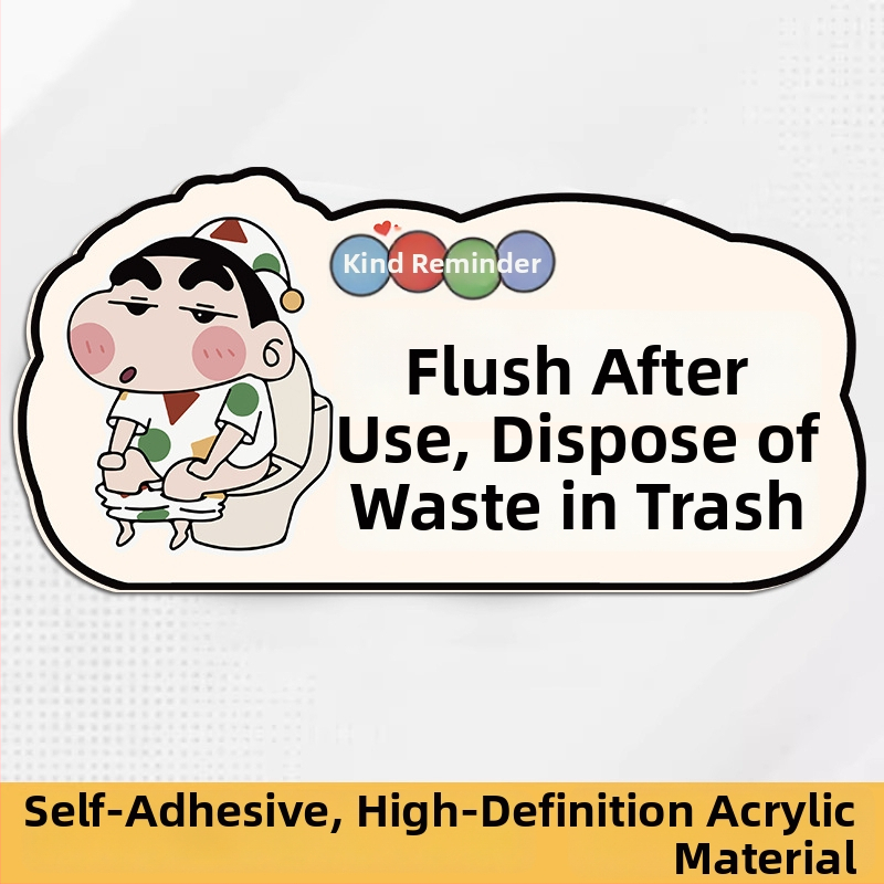 Akril falikép matrica – WC jel a fürdőszobában, rajzfilmszerű motívum, vízálló, 1 darab, modern minimalist stílusú, kereskedelmi helyiségekhez