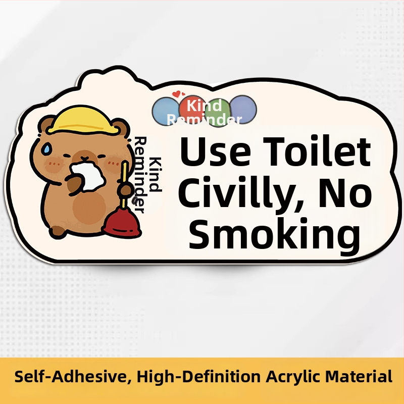 Akril falikép matrica – WC jel a fürdőszobában, rajzfilmszerű motívum, vízálló, 1 darab, modern minimalist stílusú, kereskedelmi helyiségekhez