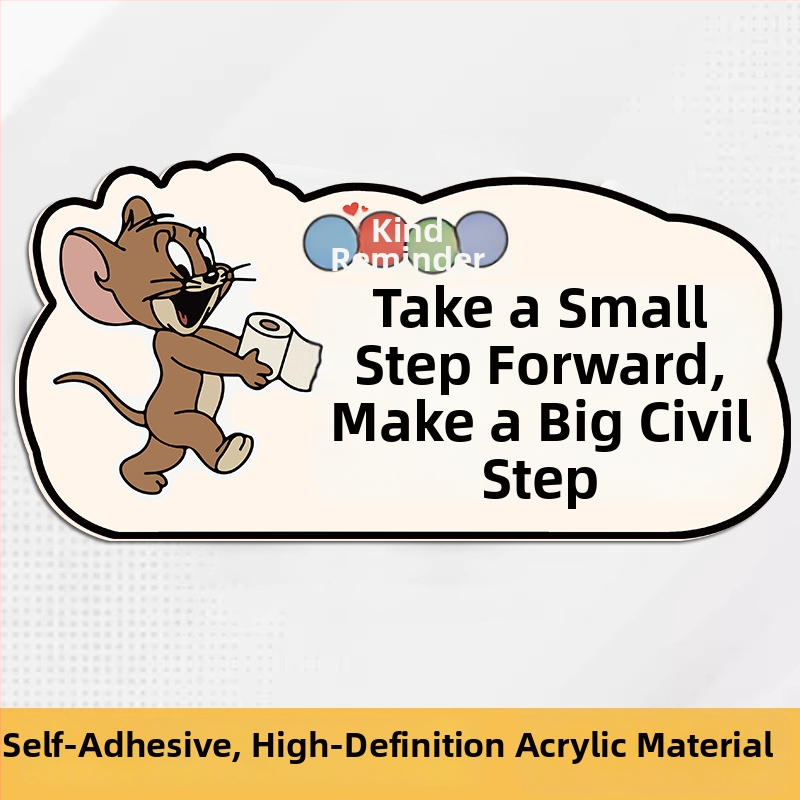 Akril falikép matrica – WC jel a fürdőszobában, rajzfilmszerű motívum, vízálló, 1 darab, modern minimalist stílusú, kereskedelmi helyiségekhez